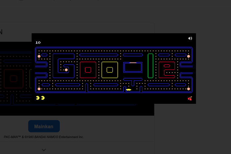 Ilustrasi game Pac-Man di Google