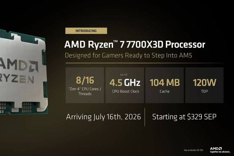 Ilustrasi CPU AMD Ryzen 7 7700X3D.