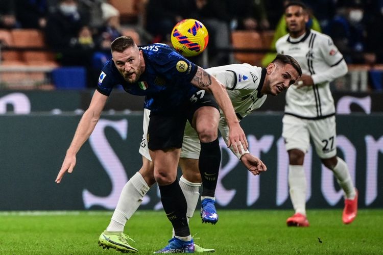 Pertandingan pekan ke-15 Liga Italia antara Inter Milan dan Spezia di Stadion Giuseppe Meazza, Kamis (2/12/2021) dini hari WIB.