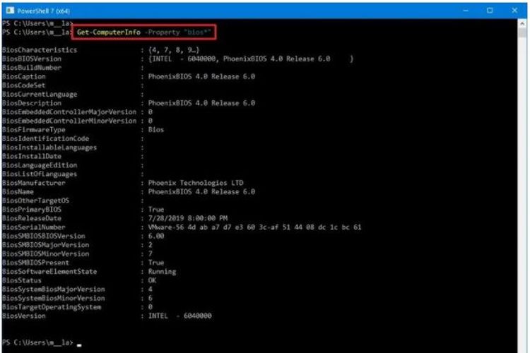 Cara emnemukan spesifikasi komputer d Windows 10 dengan Powershell