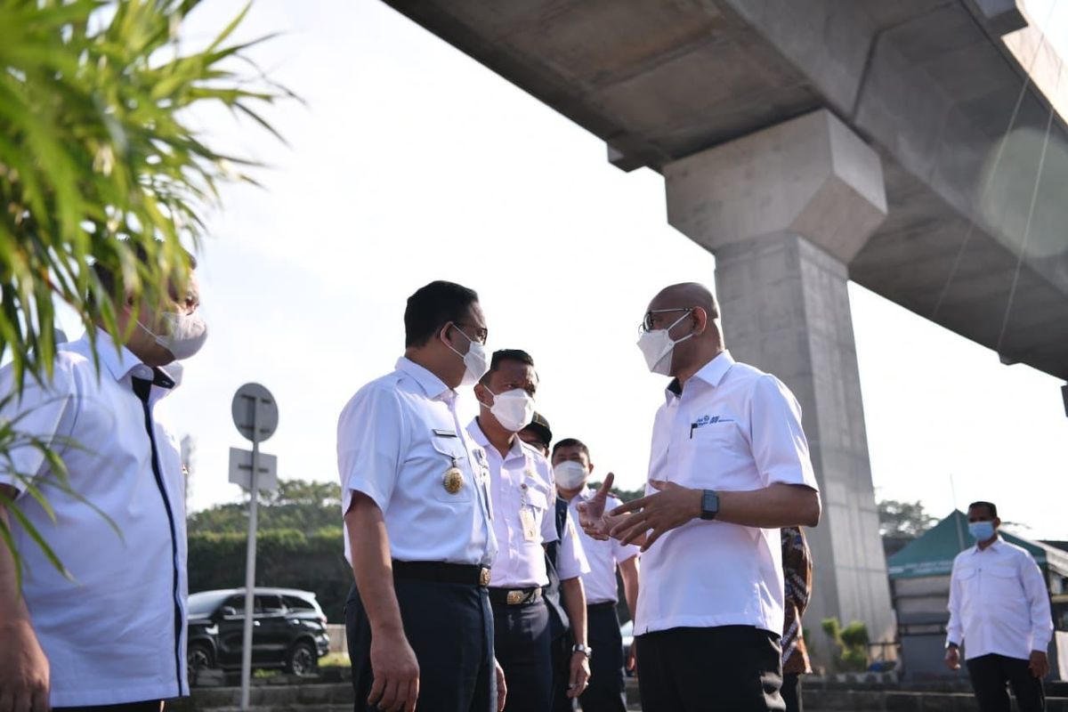 Gubernur DKI Jakarta, Anies Baswedan, mencanangkan pembangunan simpang temu di Lebak Bulus, Jakarta Selatan, pada Rabu (8/12/2021).