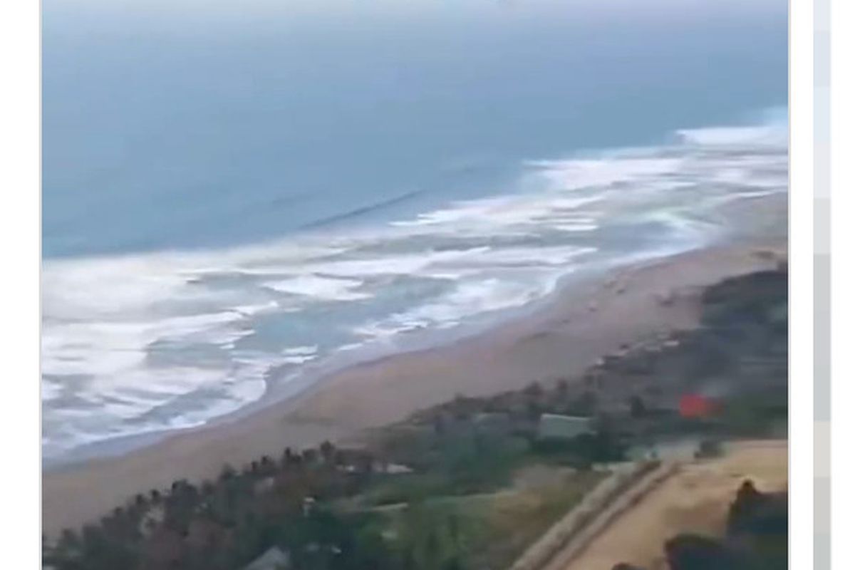 Tangkapan layar video rip current di Pantai Parangtritis, Bantul, DI Yogyakarta.