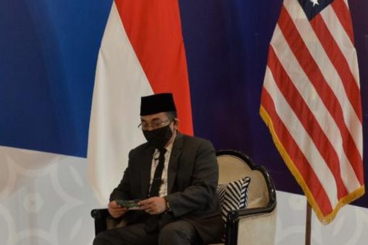 Katib Aam PBNU KH Yahya Cholil Staquf saat berdiskusi dengan mantan Menlu AS Michael Pompeo, Oktober tahun lalu.