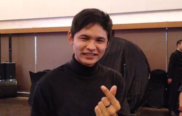 Penyanyi Evan Loss ditemui usai konferensi pers Java Pop Festival di kawasan Thamrin, Jakarta Pusat, Minggu (28/5/2023).