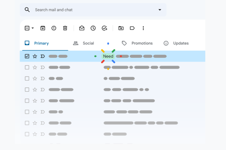 Ilustrasi label pada email di inbox Gmail.