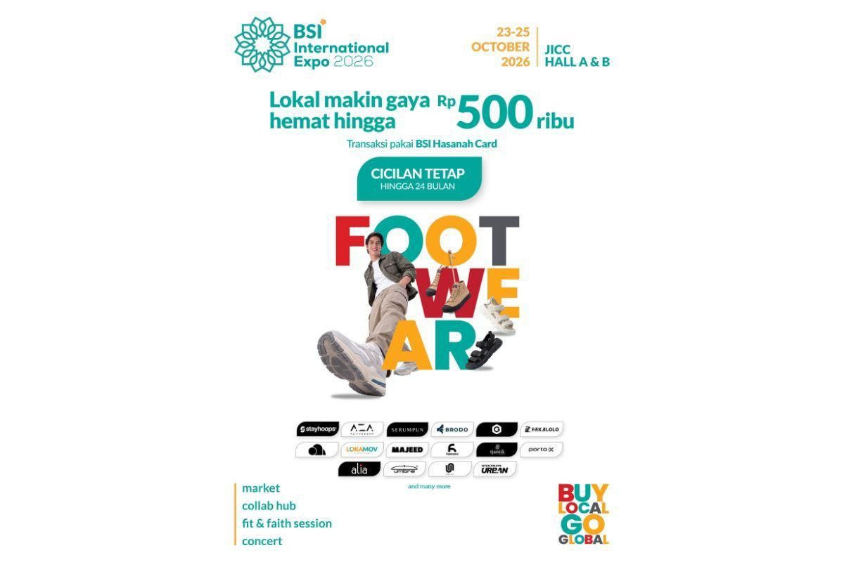 Pada BSI International Expo 2026 pengunjung bisa menemukan beragam footware dari berbagai jenama ternama.