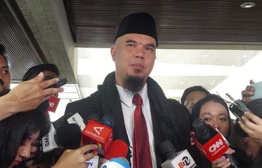 Wakil Sekretaris Jenderal Partai Gerindra, Ahmad Dhani, usai pidato perdana Prabowo di MPR RI, Minggu (20/10/2024).