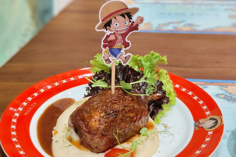 The main dish of the Red Captain Set at One Piece Cafe Indonesia, Meat on The Bone. 