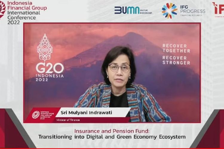 Menteri Keuangan Sri Mulyani Indrawati dalam IFG International Conference 2022 di Jakarta, Senin (30/5/2022).