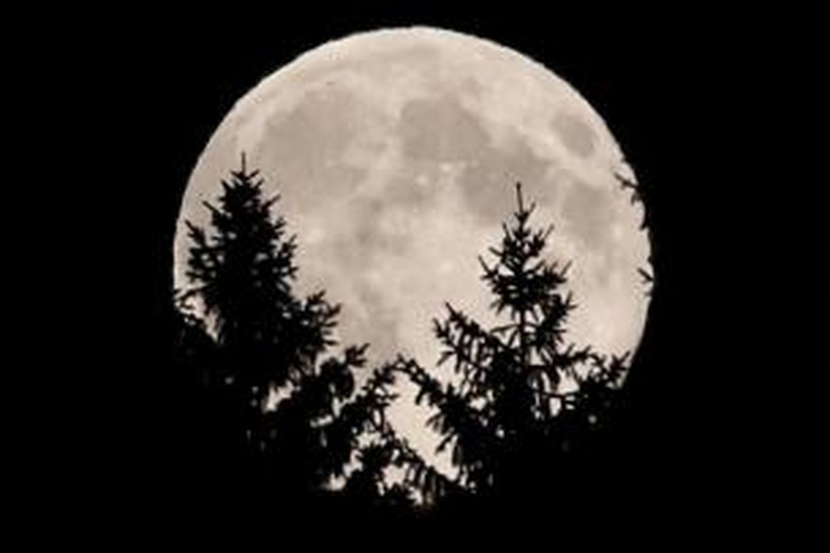 Supermoon terlihat di Austria, 10 Agustus 2014. Supermoon disebut para ilmuwan sebagai bulan perigee, terjadi saat bulan berada di dekat cakrawala dan tampak lebih besar dan lebih terang dari bulan purnama lainnya.
