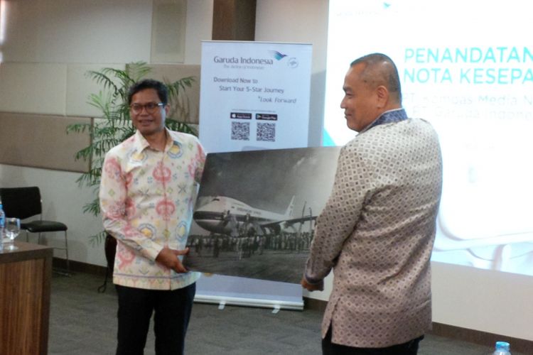 Kerja Sama Harian Kompas dengan Garuda Indonesia di Gedung Kompas Gramedia, Jakarta, Senin (18/9/2017). 