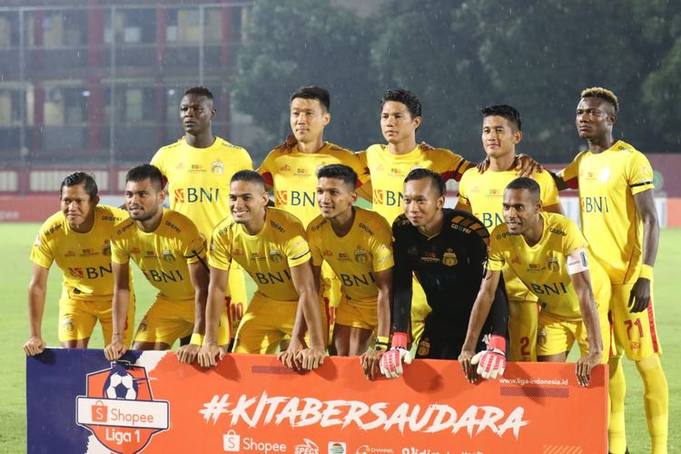 Skuad Bhayangkara FC vs Persija Jakarta, di Stadion PTIK, Jakarta, Sabtu (14/3/2020). 