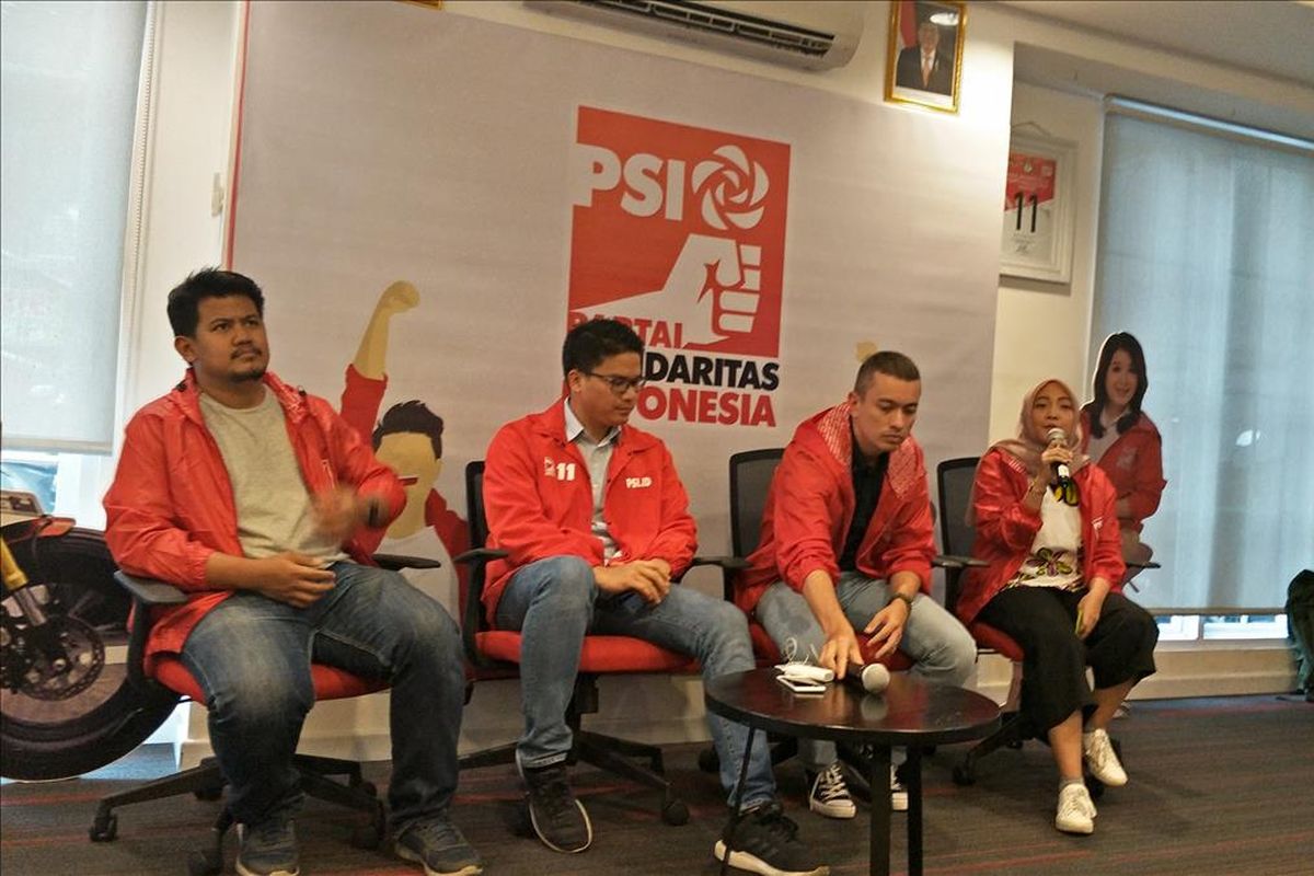 Wakil Ketua DPW PSI DKI Jakarta, Rian Ernest dan Ketua DPW PSI DKI Jakarta, Michael Victor Sianipar, di Kantor DPP PSI, KH Wahid Hasyim, Tanah Abang, Jakarta Pusat, Kamis (4/7/2019).