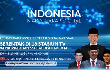 Tangkapan layar peluncuran Program Literasi Digital yang diselenggarakan oleh Kementerian Kominfo pada Kamis (20//2021).