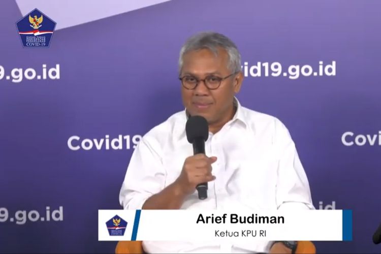 Ketua KPU RI Arief Budiman dalam diskusi bersama BNPB bertema Pemilu di masa Pandemi (6/7/2020)