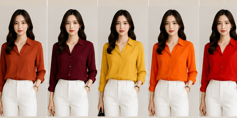 Celana putih cocok dipadukan dengan banyak warna baju, mulai dari hitam, baby blue, olive, hingga terracotta yang stylish.