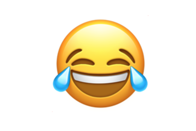 Ilustrasi emoji tertawa dengan air mata kegembiraan.