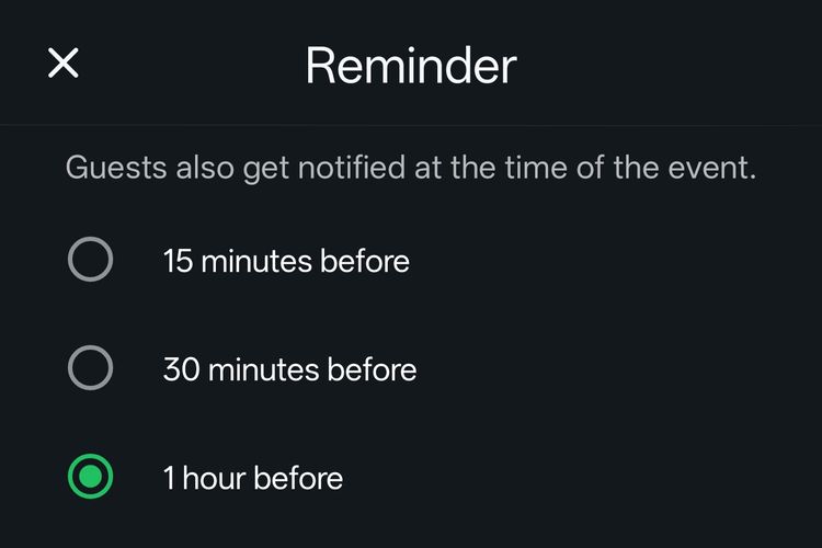 Fitur event reminders di group chat WhatsApp sebagai pengingat acara.