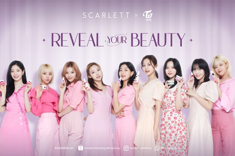 Brand skincare Scarlett resmi menggandeng girlband Twice sebagai star ambassador terbarunya pada Jumat (15/10/2021).