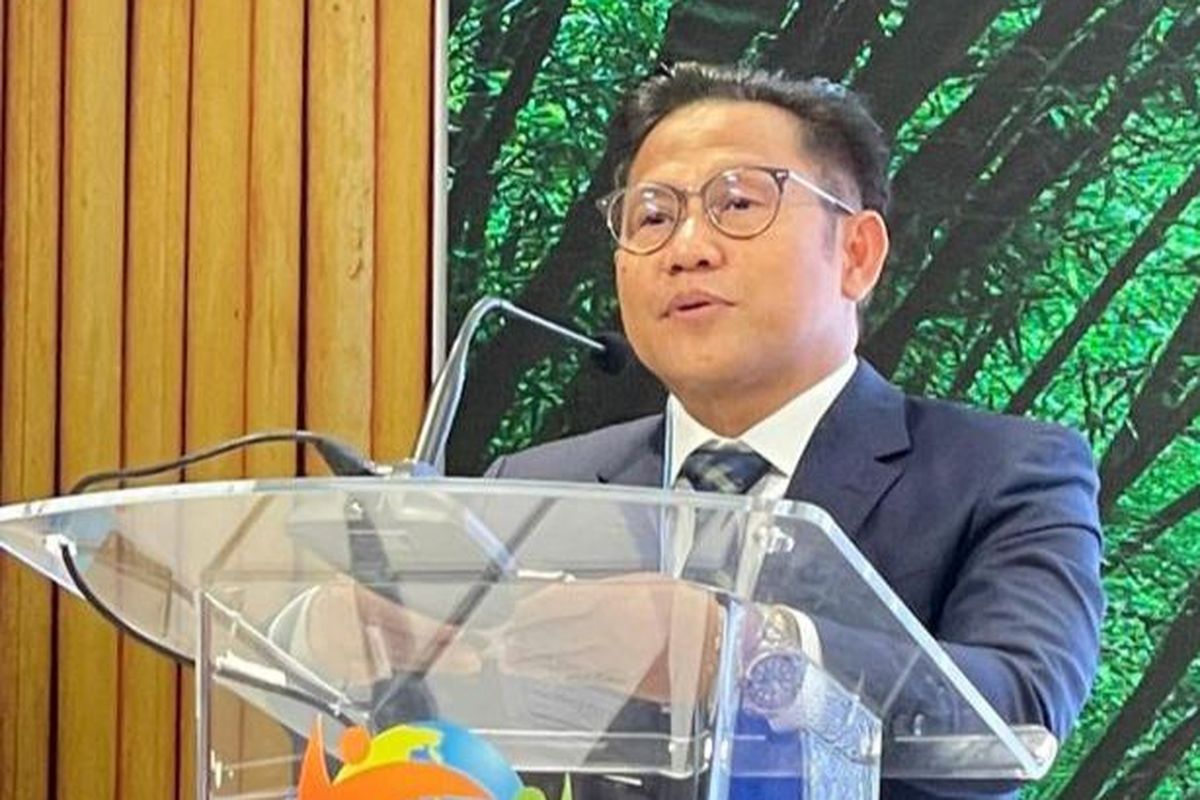 Wakil Ketua DPR RI bidang Korkesra Abdul Muhaimin Iskandar atau akrab disapa Gus Muhaimin saat menghadiri gelar wicara bersama Pelaku Usaha di Paviliun Indonesia COP26 UNFCCC Glasgow, Senin (8/11/2021).