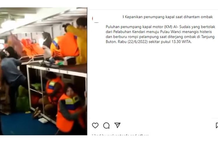 Video viral penumpang berebut pelampung saat kapal diterjang ombak