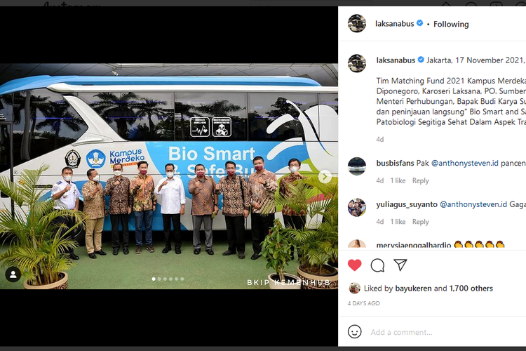 Bio Smart & Safe Bus hasil kolaborasi Universitas Diponegoro, Karoseri Laksana, dan PO Sumber Alam