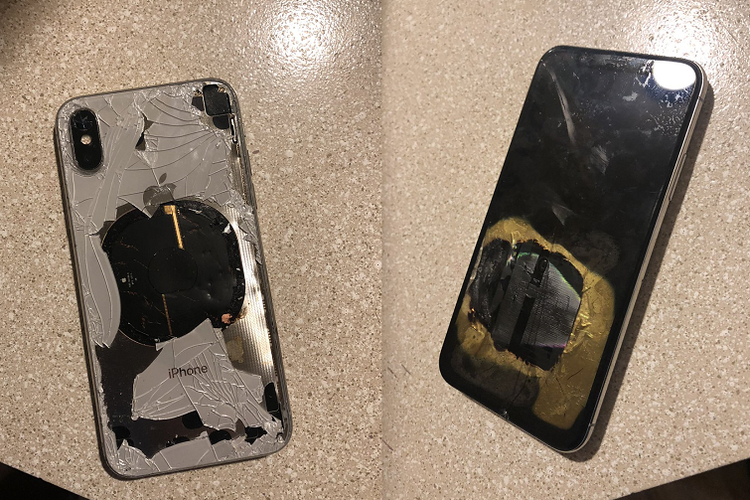 iPhone X milik Rocky Mohamadali yang terbakar setelah di-upgrade ke iOS 12.1