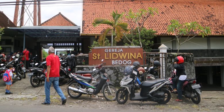 Gereja Santa Lidwina Bedog, Trihanggo, Gamping, Sleman, Yogyakarta, sehari setelah peristiwa penyerangan oleh seorang pria, Senin (12/2/2018).