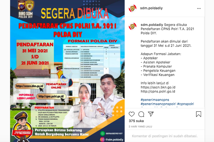 Seleksi Cpns Polda Diy 2021 Formasi Syarat Dan Cara Daftarnya Halaman All Kompas Com