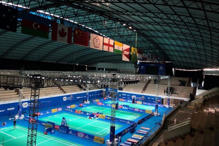 Suasana GOR Ken Arok, Malang, jelang turnamen BWF Tour Super 100 Indonesia Masters 2019.