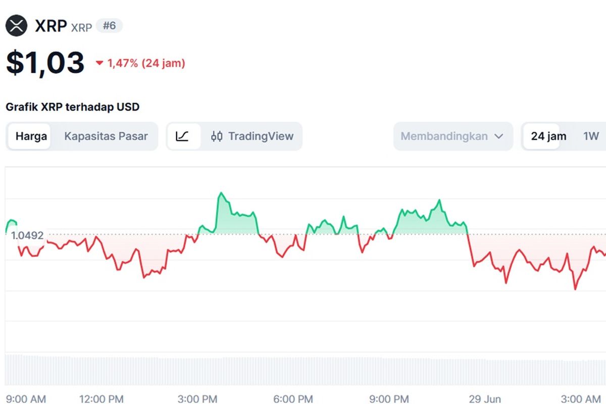 Harga XRP Hari Ini 29 Juni 2026 Turun, Masa Depannya Suram