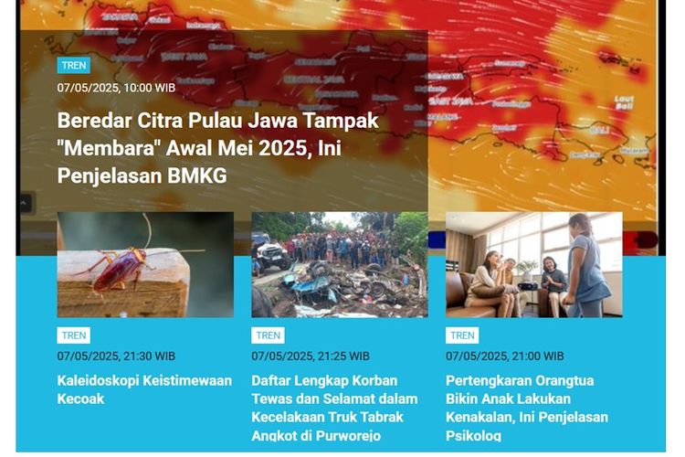 [POPULER TREN] Pulau Jawa Tampak Membara pada Awal Mei | Gejala Gagal Ginjal Stadium Awal hingga Akhir
