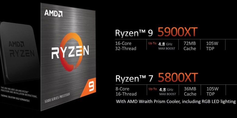 Spesifikasi prosesor AMD Ryzen 9 5900XT dan Ryzen 7 5800XT