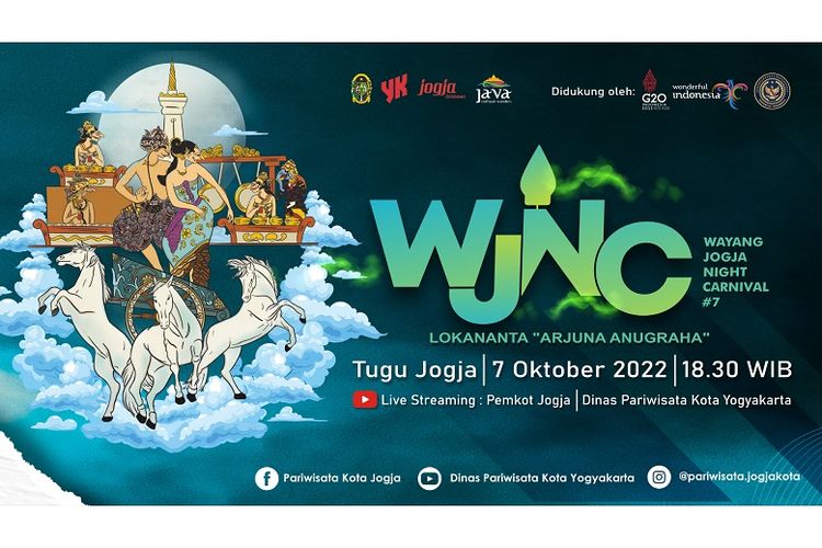 Poster Wayang Jogja Night Carnival #7 yang diadakan di Tugu Yogyakarta, Jumat (7/10/2022).