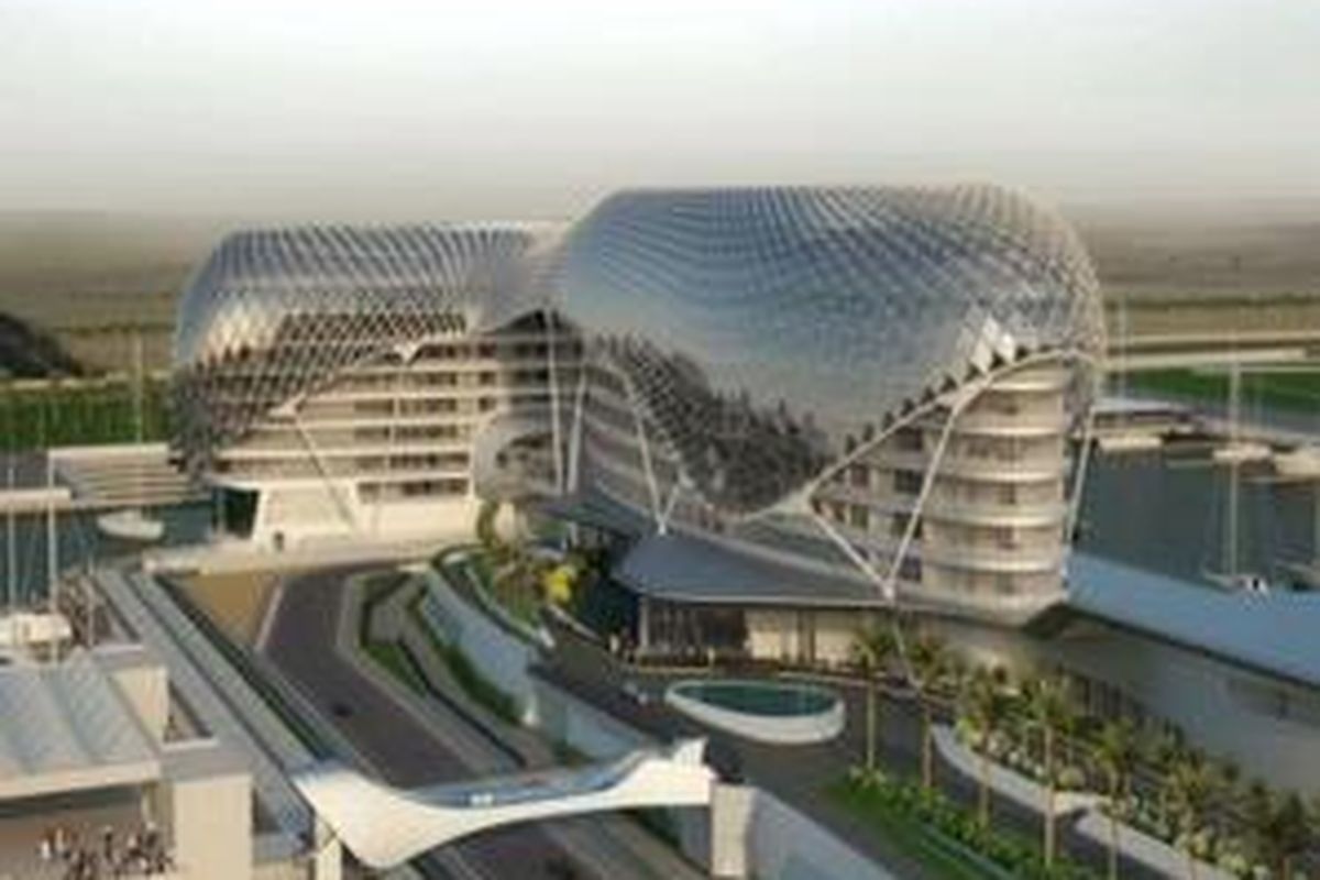 Sirkuit Yas Marina yang menjadi tempat balapan F1 di Abu Dhabi.