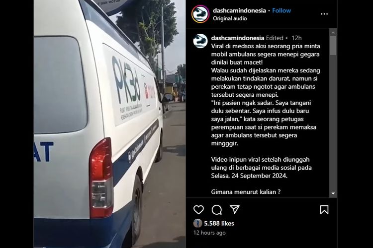 Video viral ambulans sedang menangani pasien di tengah jalan hingga menyebabkan kemacetan