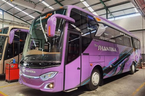 Bus AKAP Baru PO New Shantika, Kaca Tunggal dan Sekat Los