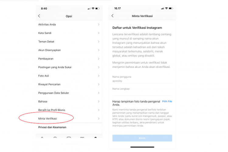 Cara baru pengajuan akun verifikasi Instagram