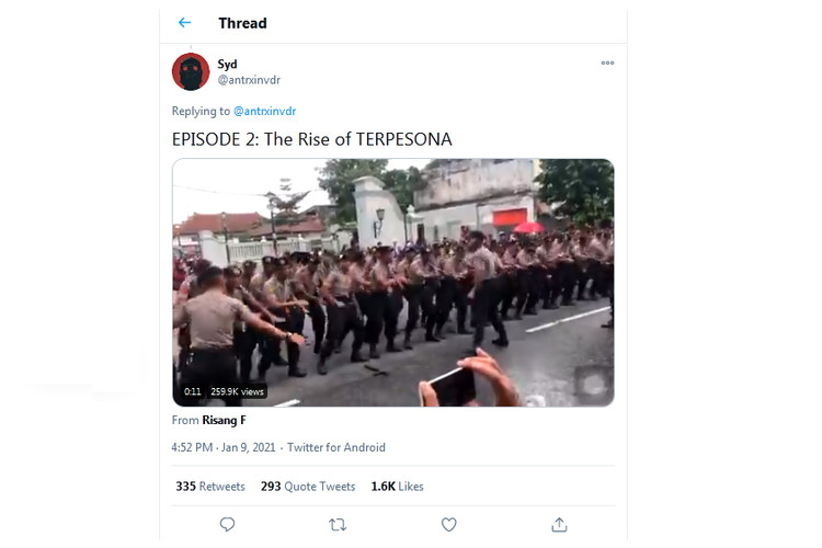 Video yel-yel siswa Sekolah Polisi Negara (SPN) Polda Daerah Istimewa Yogyakarta (DIY)  Selopamioro, di Jalan Malioboro pada Selasa (18/2/2020). 