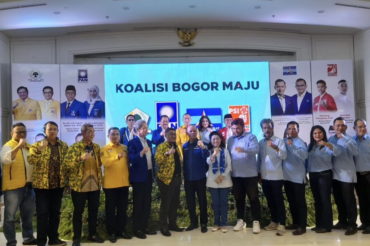Empat partai politik (parpol) yakni Partai Golkar, Partai Amanat Nasional (PAN), Partai Demokrat, dan Partai Solidaritas Indonesia (PSI) mendeklarasikan Koalisi Bogor Maju (KBM) untuk Pilkada Kota Bogor 2024.