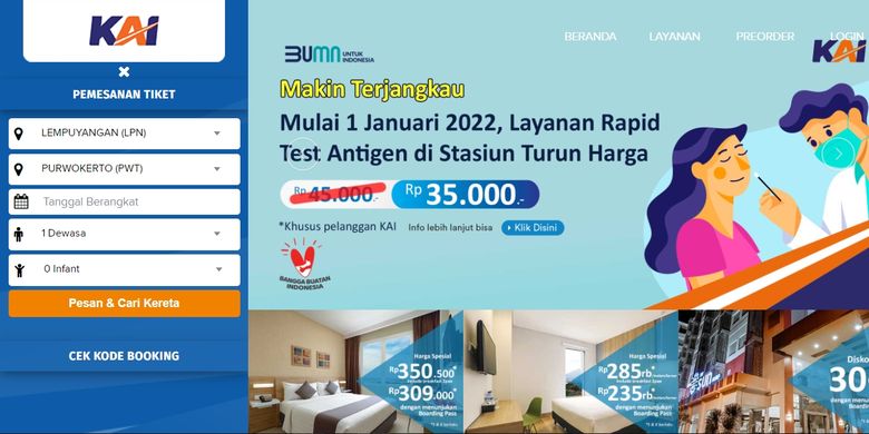 Beli tiket kereta api online lewat laman resmi PT KAI