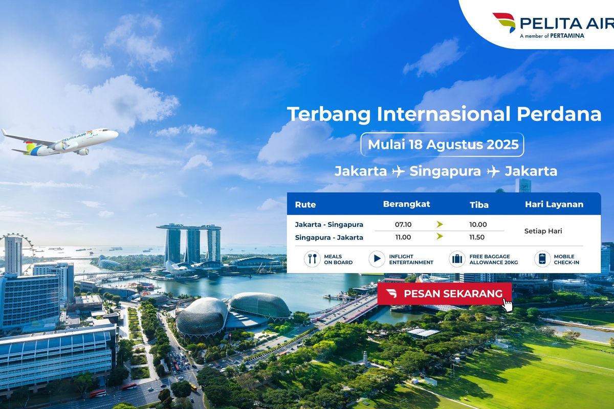 PT Pelita Air Service (Pelita Air) akan meluncurkan rute internasional perdana yang resmi beroperasi mulai 18 Agustus 2025.