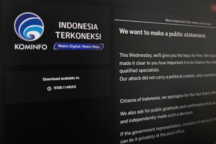 Ilustrasi pernyataan hacker brand cipher mengumumkan rencana pembukaan akses ke data PDNS 2 Surabaya yang disandera