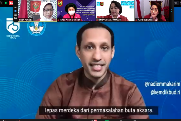 Webinar Indonesia Maju Terwujud Masyarakat Literasi yang Belajar Sepanjang Hayat, pada Selasa, 29 September 2020 yang digelar Kowani (Kongres Wanita Indonesia).
