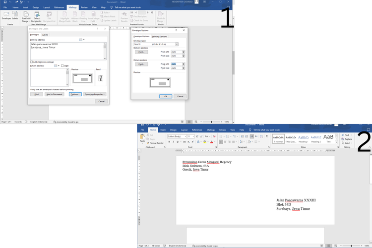 Cara Membuat dan Mencetak Amplop di Microsoft Word