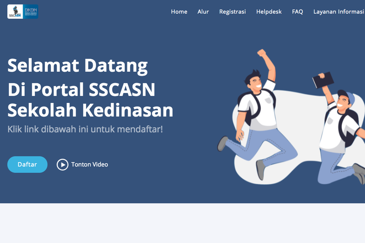 Portal pendaftaran sekolah kedinasan di dikdin.bkn.go.id.