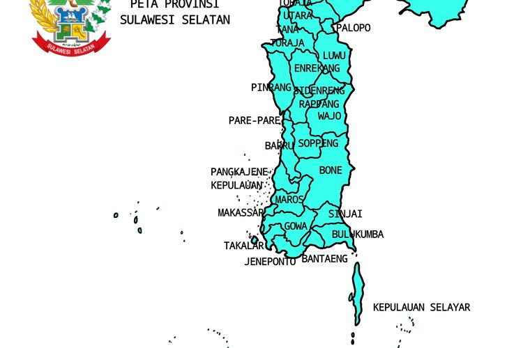 Peta Provinsi Sulawesi Selatan.