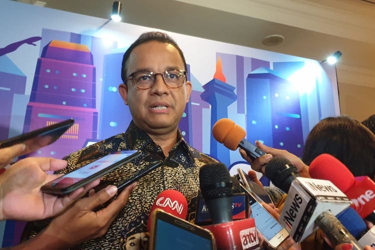 Gubernur DKI Jakarta Anies Baswedan di Hotel Borobudur, Jakarta Pusat, Senin (25/11/2019)
