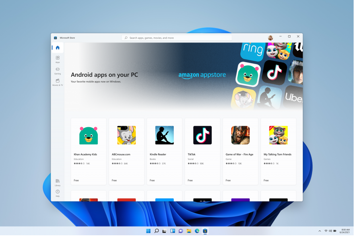 Aplikasi Android bisa berjalan di Windows 11 tanpa modifikasi.