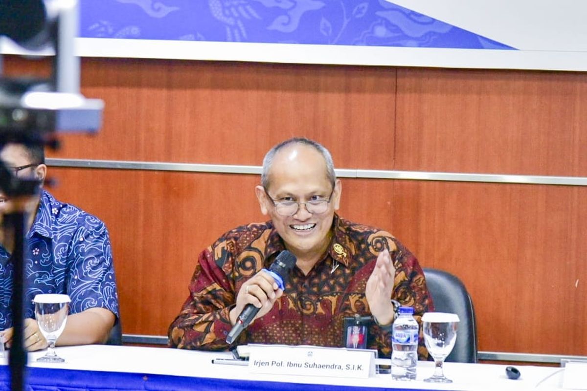 Deputi Penindakan dan Pembinaan Kemampuan Badan Nasional Penanggulangan Terorisme (BNPT) Ibnu Suhaendra dalam acara #bicaraterorisme Tantangan Penanganan Terorisme di Masa Pemerintahan Baru di The Habibie Center, Jakarta, Kamis (16/5/2024). 